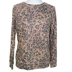 C&C California Womens Leopard Print Raglan Long Sleeve Sweater Sweatshirt Size S